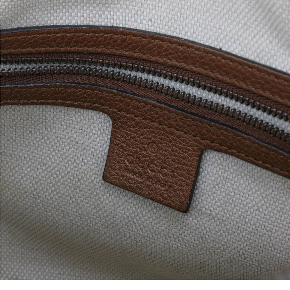 Authentic Gucci Blue Denim and Brown Tassel Soho Shoulder Bag with Gold Chain - Picture 7 of 9